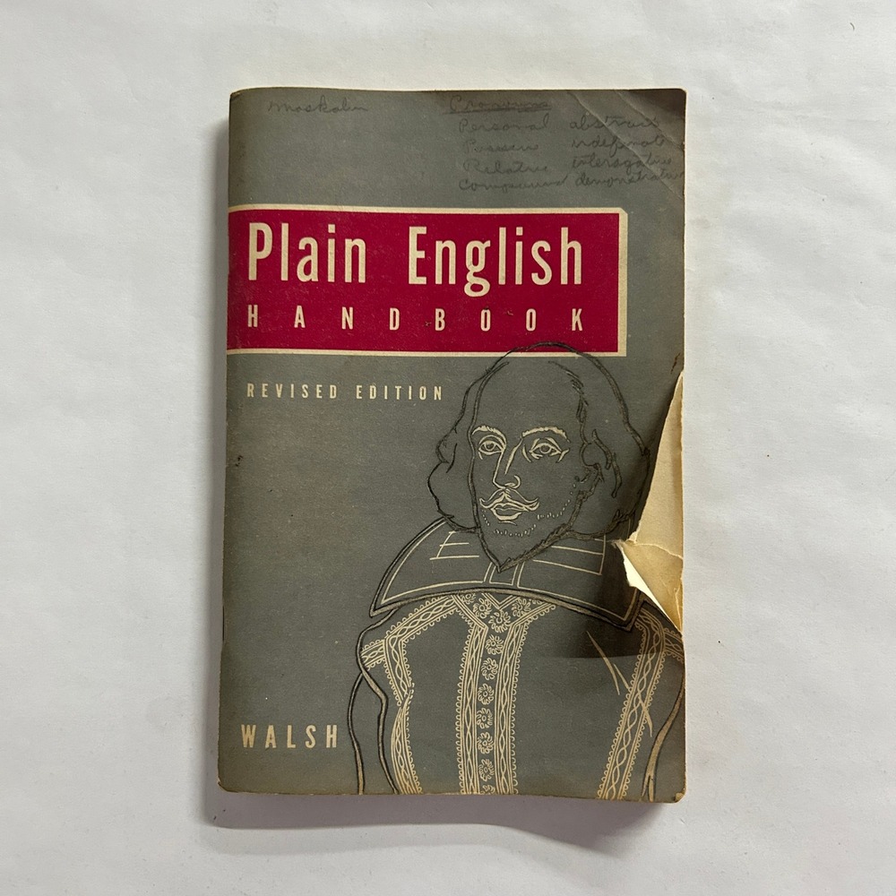Vintage Plain English Handbook‎ Revised Edition 1951 OS Gray Dark Academia Retro